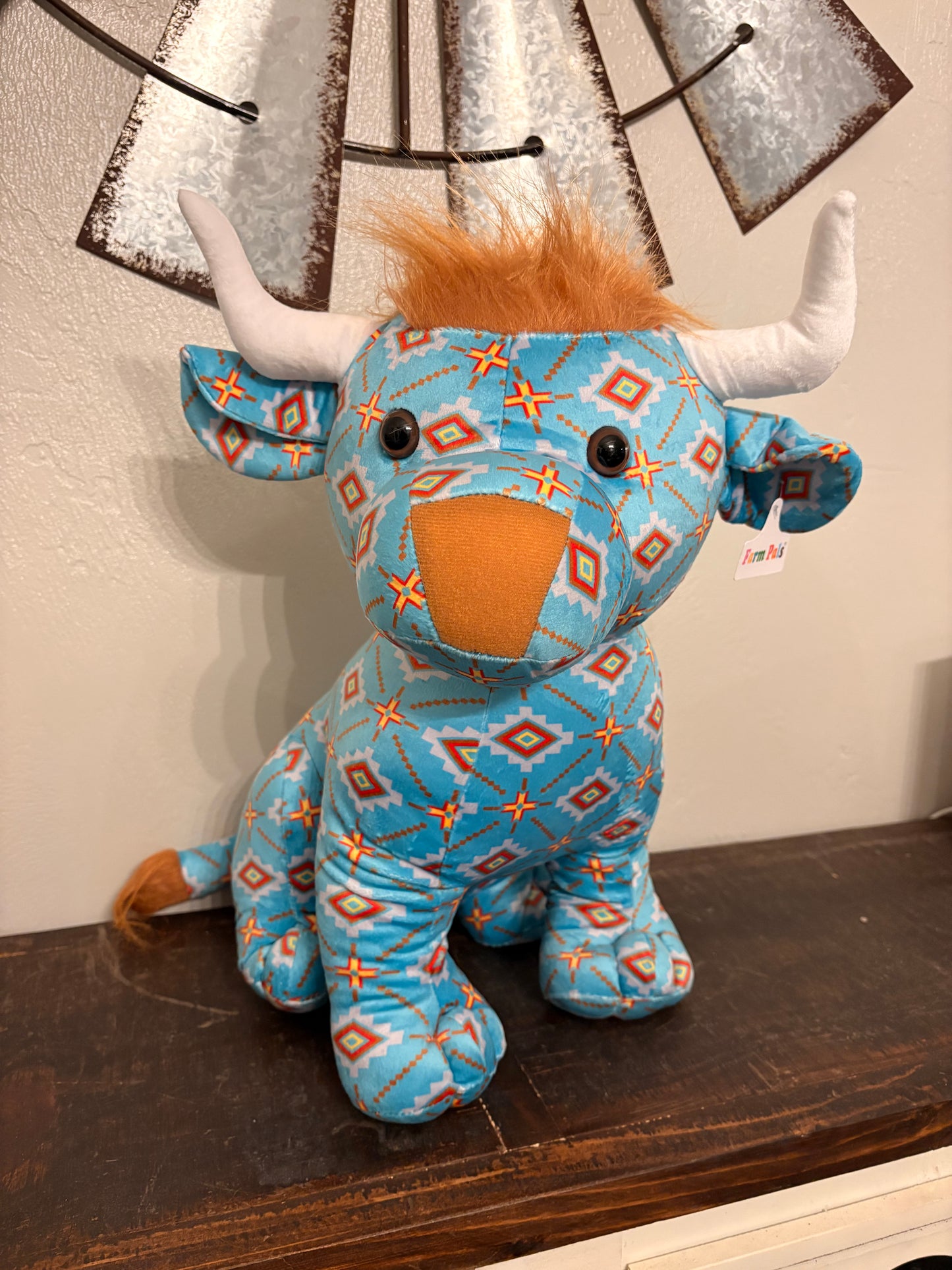 Blue Aztec Highland Cow Farm Pal