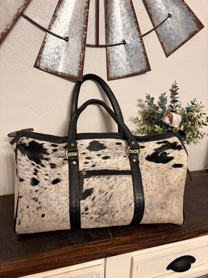 Bridget Black & White Cowhide Duffle Bag