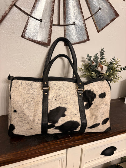 Bridget Black & White Cowhide Duffle Bag