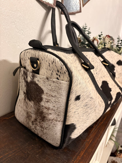 Bridget Black & White Cowhide Duffle Bag