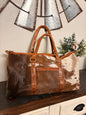 Brandy Brown & White Cowhide Duffle Bag
