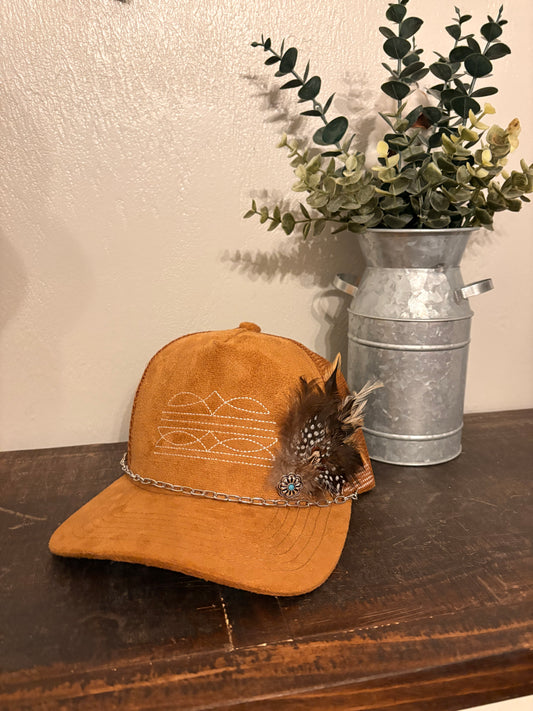 Feather Boot Stitch Trucker Hat
