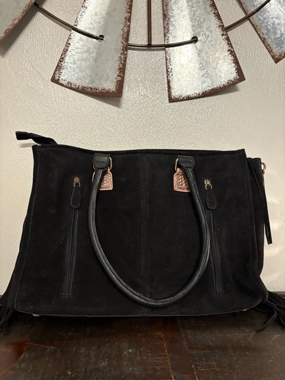 Black / Turquoise Boot Stitch Concealed Carry Purse