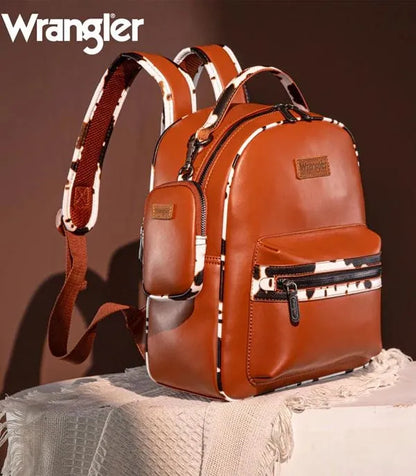 Brown / Cow print Wrangler Backpack