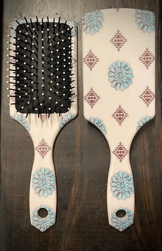 White and Concho Hair Brush