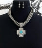 Aztec Cross Navajo Pearl Necklace Set